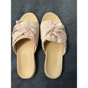 Dr. Scholls Bewandered Beige Twist Knot Slide Sandals Womens 9.5M Adventure Tech